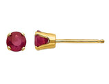 3/4 Carat (ctw) Natural Ruby Solitaire Earrings 4mm in 14K Yellow Gold